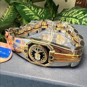 Bradford Exchange United States Air Force Black Sapphire Two-Tone Link Bracelet